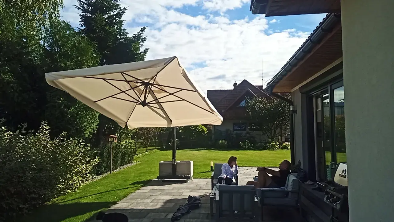 Galileo Dark over a lounge area by a house in Jaworze
